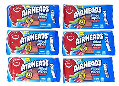 Airhead Ropes Andy Airheads Filled Ropes Original Fruit Flavor Pack of 6 total of 30 Ropes ...