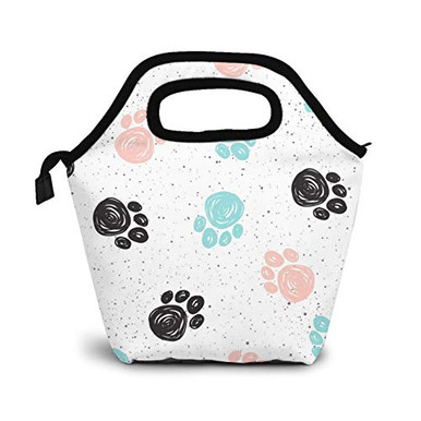 Colorful Dog Paw Print Lunch Box Insulated Meal Bag Cute Lunch Bag With ...