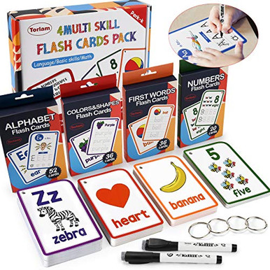 Torlam Alphabet Flash Cards for Toddlers 2-4 Years-FlashCards Set of 4 ...