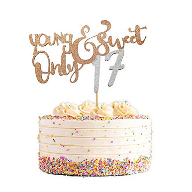 Young and Sweet Only 17 Cake Topper 17 Birthday Cake Topper 17th