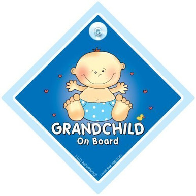 Grandchild On Board Car Sign, Suction Cup Baby On Board Sign For Grandchildren | UK