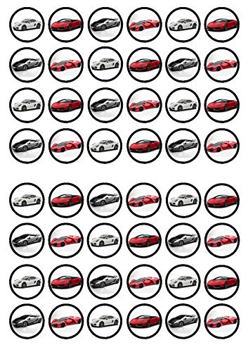 Cars Rice Printable 48 Sports Cars Edible PREMIUM THICKNESS SWEETENED VANILLA, Wafer Rice ...