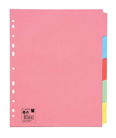 5 Star Subject Dividers Multipunched Manilla Board 5-Part Extra Wide A4 ...