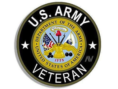 U.S. Army Veteran Vinyl Decal Sticker - 4x4 Inch Round, Waterproof, UV Resistant, Made In USA