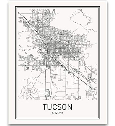 Tucson Poster Map of Tucson Map City Map Posters Modern Map Art City ...