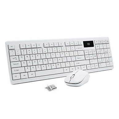Wireless Keyboard and Mouse Combo Slim Flat Ergonomic Full Size 105 ...