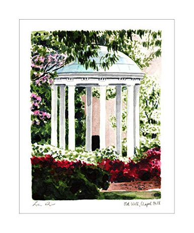 Old Well Chapel Hill UNC Art Print of Watercolor Painting