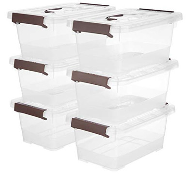 WYT Clear Storage Latch Box 6 Pack Storage Organizer Bins with Latching ...