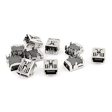 Uxcell 10-Pack 5-Pin Mini USB Type B Female Socket Connectors - SMT Mount