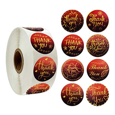 ABBY _J 500 Pcs Roll Sealing Sticker Labels Thank You Sticky Stickers ...