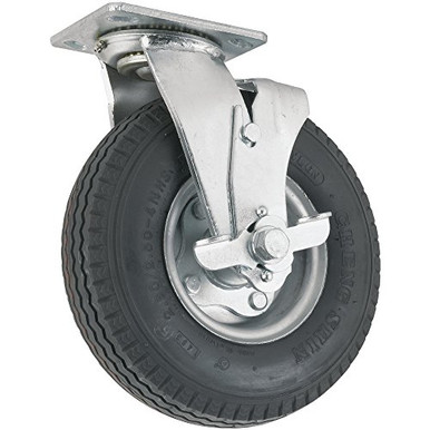 Pneumatic Caster Wheel with Swiveling Top Plate w/ Brake - 8-Inch - 310 ...