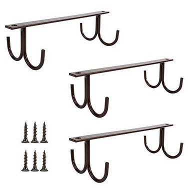 RealPlus 3 Pack of Under Cabinet Rustic Mug Rack Cup Holder Under Shelf ...