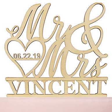 Personalized Wedding Cake Topper Rustic Bride And Groom Wooden Cake ...