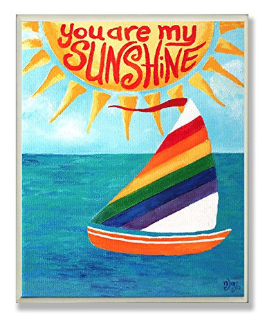The Kids Room by Stupell You Are My Sunshine Rainbow Sailboat Rectangle ...