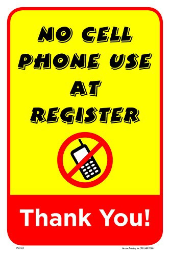 No Cellphone Use at Register Business Store Retail Sign ...