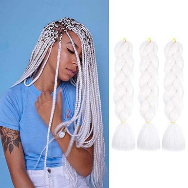 White Braiding Hair Jumbo Kanekalion Braiding Hair Kanekalon Jumbo ...