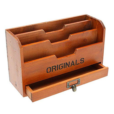 Mail Rack Card Vintage Style Wooden Letter Racks Post Card Holder Storage Rack ...