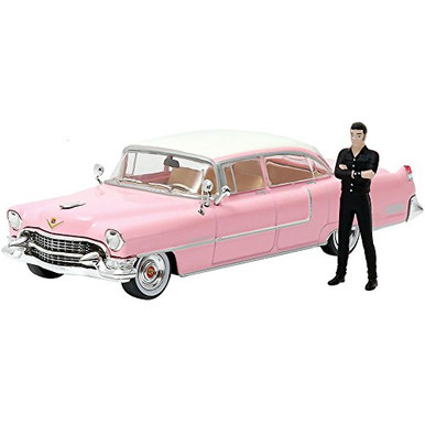 Voiture Miniature 1:43 Cadillac Fleetwood Rose 1955 Avec Figurine Elvis Presley - Greenlight