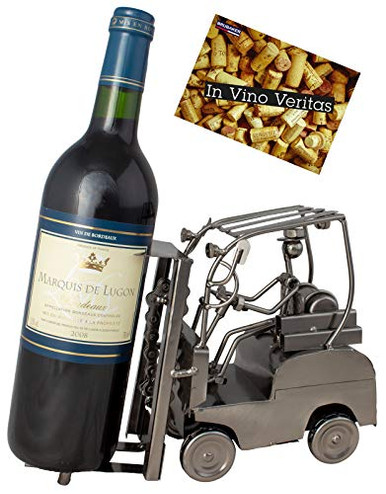 BRUBAKER 'Forklift' Metal Wine Bottle Holder Sculpture – Table Top Decor With Greeting Card - View #8