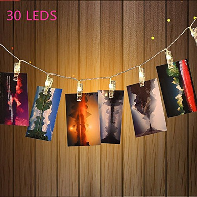 30 LED Photo Clips String Lights Indoor / Outdoor, Christmas Lights ...