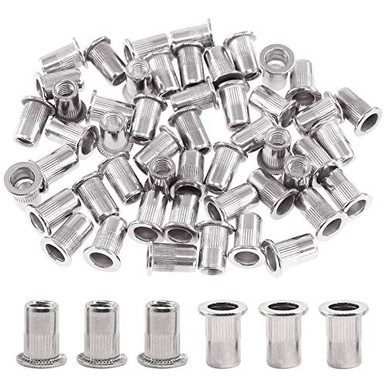Glarks 50Pcs 1 4 -20UNC 304 Stainless Steel Rivet Nuts Flat Head ...