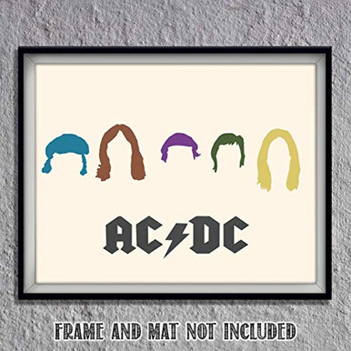 AC DC Band- Silhouette Poster Print- 10 x 8 inch Wall Print- Modern ...
