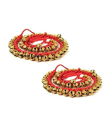 Ghungroo Bracelet De Cheville Kathak 60 Cloches - Instrument Danse Classique Indienne, Rembourré Rouge