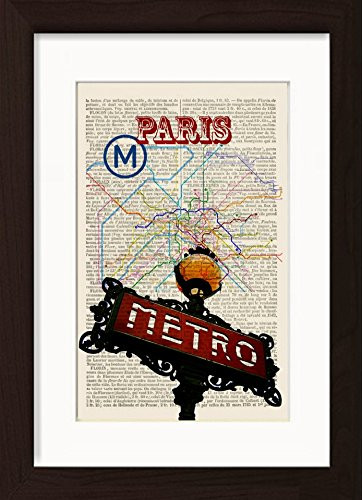 Frame Metro Map Paris Metro Map Ready To Frame Mounted Matted Dictionary Art Print ...