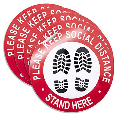 Social Distance Floor Stickers 5-Pack Vinyl Stickers 6 feet Stop Signs ...