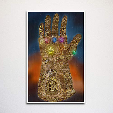 Avengers Infinity War Thanos Gauntlet word art 11x17 inch unframed ...