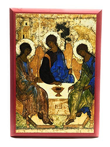 Wooden Greek Orthodox Christian Icon Holy Trinity Andrei Rublev 4 inch ...