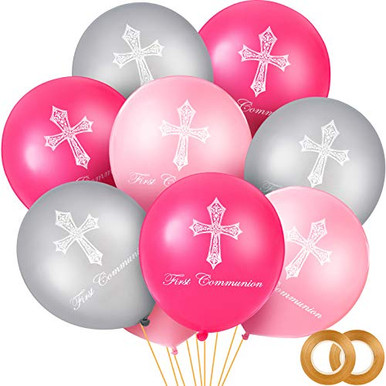 36 Pieces Baptism Balloons Communion Balloon First Holy Communion Latex ...