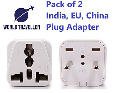 2 PCS. India China Europe 2 PIN Travel Plug Adapter -Worldwide 3 Prong ...