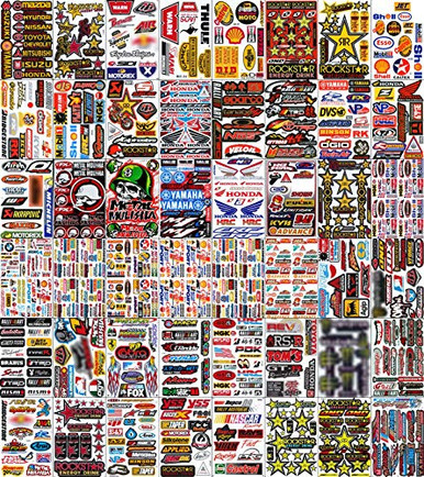 Pack of 8 Sheets Car Racing Random Sticker Decal Brand Logo Drink ...