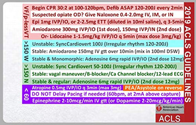Quick ACLS Card 2020 ACLS Guidelines AHA ACLS Badge Buddy Reference ...