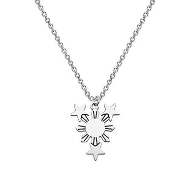 Philippine Flag Sun & Stars Necklace - Stainless Steel Filipina Pride Jewelry Gift