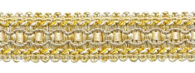 DÉCOPRO 5cm (2) Imperial II Collection Wide Gimp Braid Trim 0200IG, Nautical # 1152 (Light Gold, Yellow Gold, Navy Blue) 9.5m (10 yards/30 ft