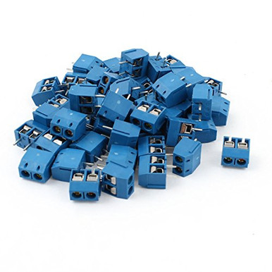 uxcell 50pcs 2 Poles 5mm Pitch PCB Mount Screw Terminal Block AC 300V ...