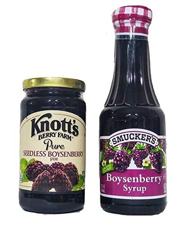 Knott s Berry Farm Boysenberry Jam and Smucker s Boysenberry Syrup