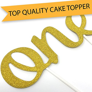 LIMITLESS Double-Sided Gold Glitter One Cake Topper for 1st Birthday ...