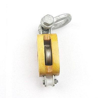 Load Rated - Single Sheave Rigging Wood Block w Shackle 3 inch for 3 8 ...