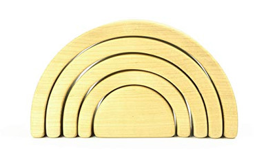 WOODEN RAINBOW STACKER TOY Montessori Stacking Waldorf Nesting Puzzle ...
