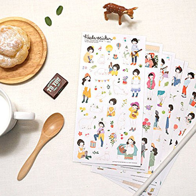 DzdzCrafts 12 Sheets DIY Cute Cartoon Sweet Girl PVC Decorative Diary ...