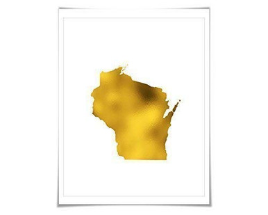 Wisconsin Gold Maps Wisconsin State Map Gold Foil Art Print. 7 Foil Colours 3 Sizes. Travel ...