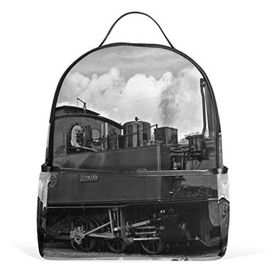 MUOOUM Vintage Train Locomotive Backpack Casual Daypack School College ...