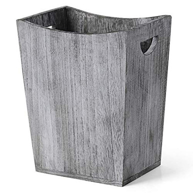 Wood Wastebasket Farmhouse Style Rustic Wood Trash Can with Handle ...