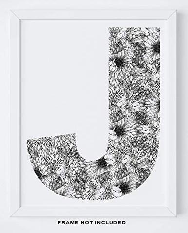 inchJ inch Initial Wall Decor - 11x14 inch UNFRAMED Wall Print - Modern ...