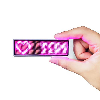 Pink color Scrolling led name badges Rechargeable LED Card tag name ...