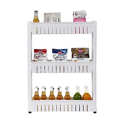 JKSNT Narrow Home Organizer Rack with Wheels 3 Tiers Slim Slide Out ...