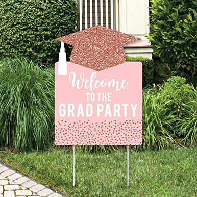 Big Dot of Happiness Rose Gold Grad - Party Decorations - Graduation ...